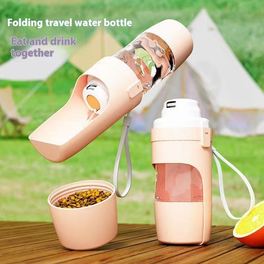 2 In 1 Travel Dog Water Bottle Pet Water Dispenser Feeder