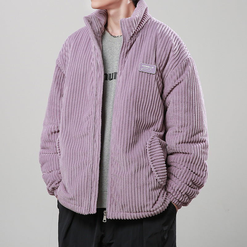 Winter Corduroy Cotton-padded Coat Warm Stand Collar