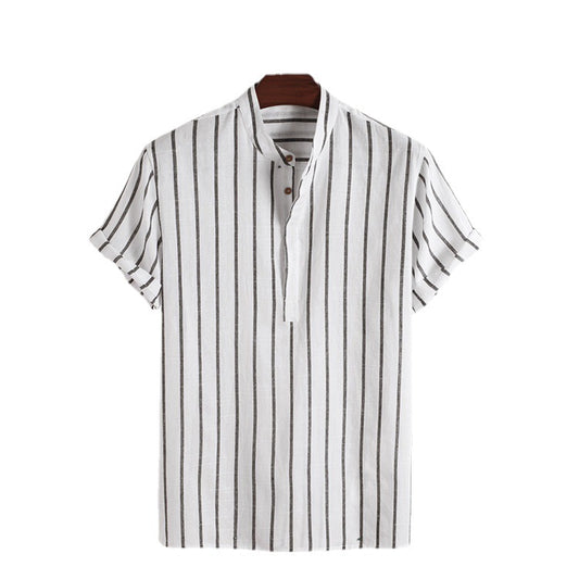 Fashion Striped Casual Men's Shirt Short Sleeve