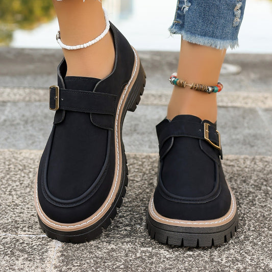 Fashion Buckle Loafers For Women British Style