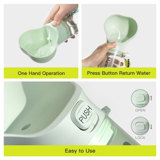 Mewoofun Pet Dog Water Bottle Feeder Bowl 2 in 1 Leak Proof Bottle