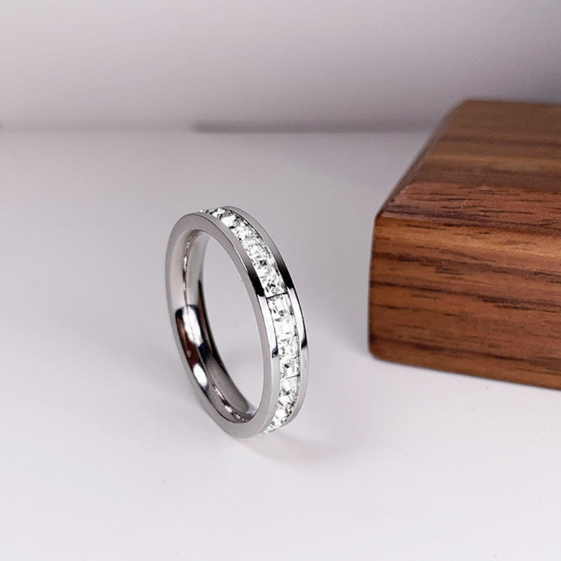 INS Rings Titanium Steel Diamond Ring