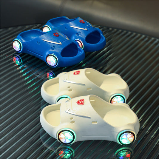 Kids Glowing Slippers Cartoon Car Sandals Children Sandals Anti Slip Boys