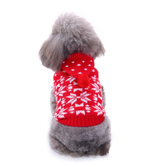 Pet Bone Stripe High Neck Christmas Sweater