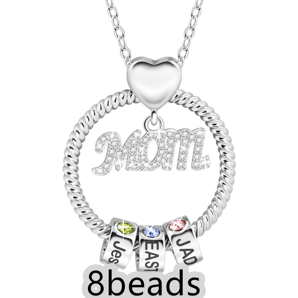 Mother's Day Gift Personalized Circle Pendant with Custom Beads Birthstone Pendant
