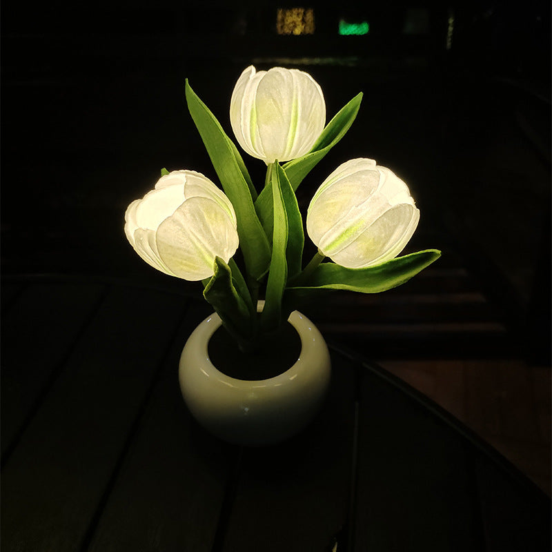 LED Tulip Night Light Simulation Flower Table Lamp Home Room