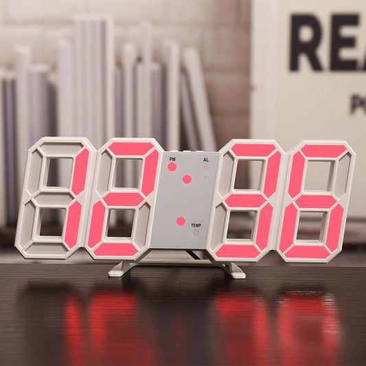 3D LED Digital Clock wall deco Glowing Night Mode