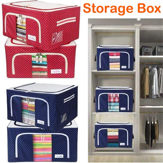 Fabric Foldable Storage Box With Steel Frame