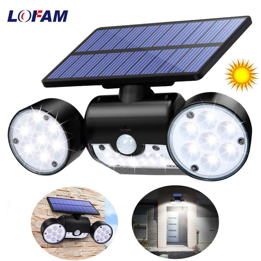 30 LED Solar Light PIR Motion Sensor Dual Head
