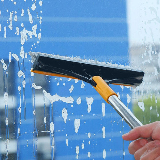 Floor Scrub Brush 2 In 1 Long Handle Wiper Stiff Bristle Window Squeegee
