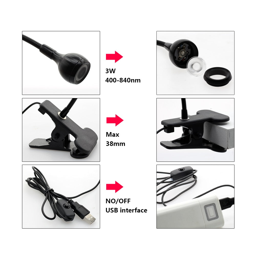 USB Led Desk Light Mini Clip-On Flexible Bright Led