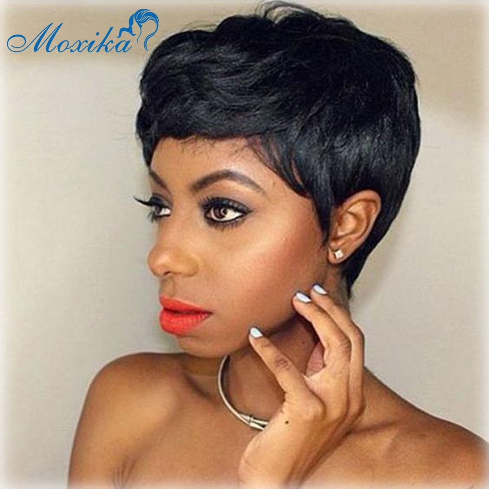 Beauty Short Human Hair Wigs Pixie Cut 100% Human Hair