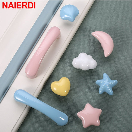 Cartoon Children Room Ceramic Cabinet Knobs Moon Star