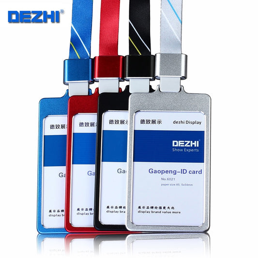 High Gloss Business ID Card Holder with 1.5cm Neck Strap