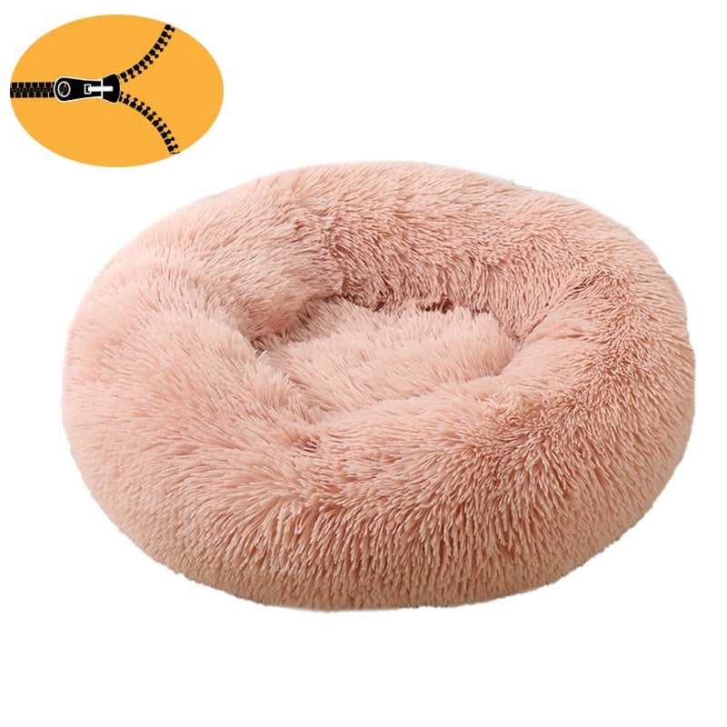 Removable Donut Dog Bed Plush Pet Kennel Round Cat Bed
