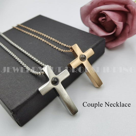 Personalized Photo Projection Necklace Couple