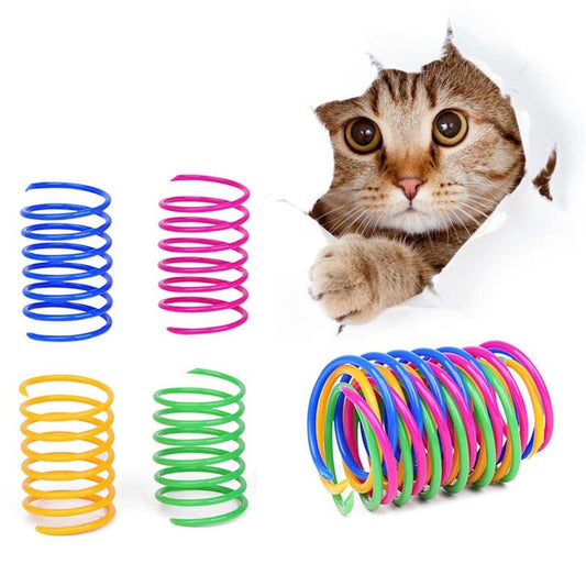8 pieces Cat Colorful Spring Toy Creative Plastic Flexible Coil Toy