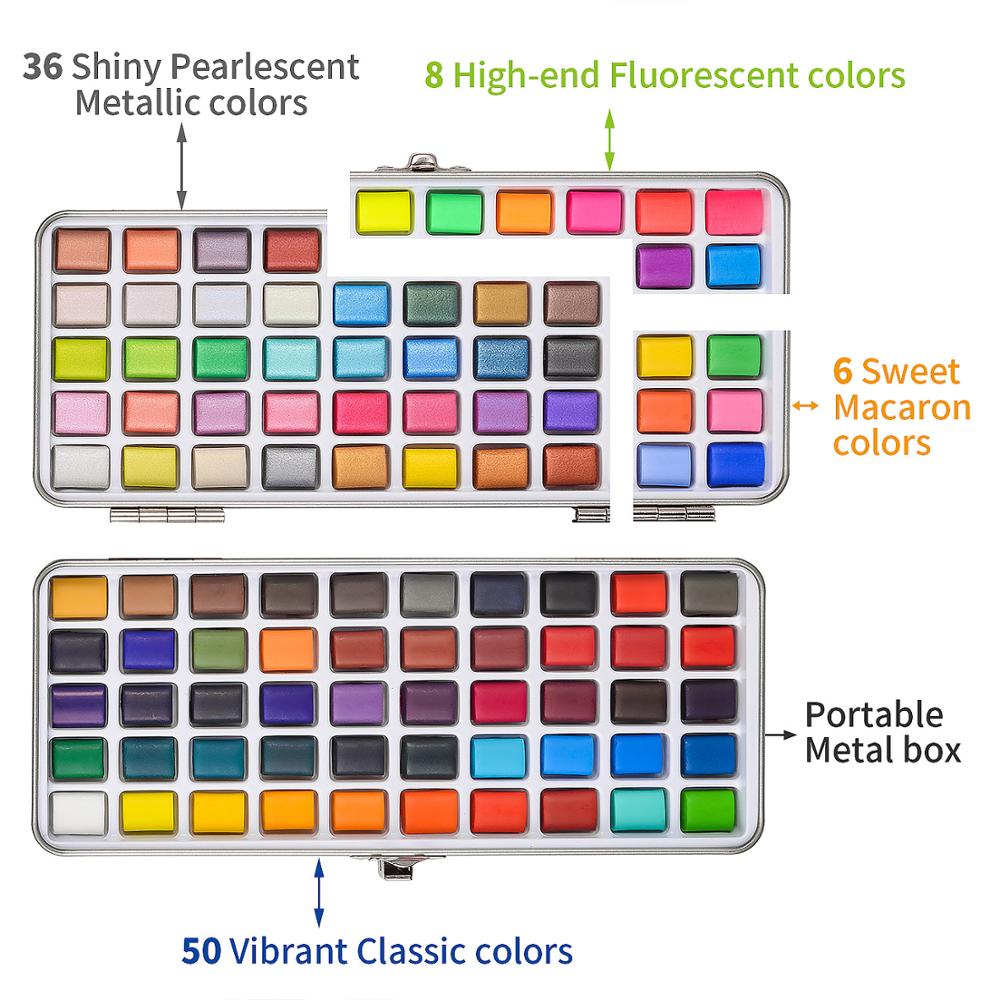 Watercolor Paint Set Contains Macaron Glitter Set