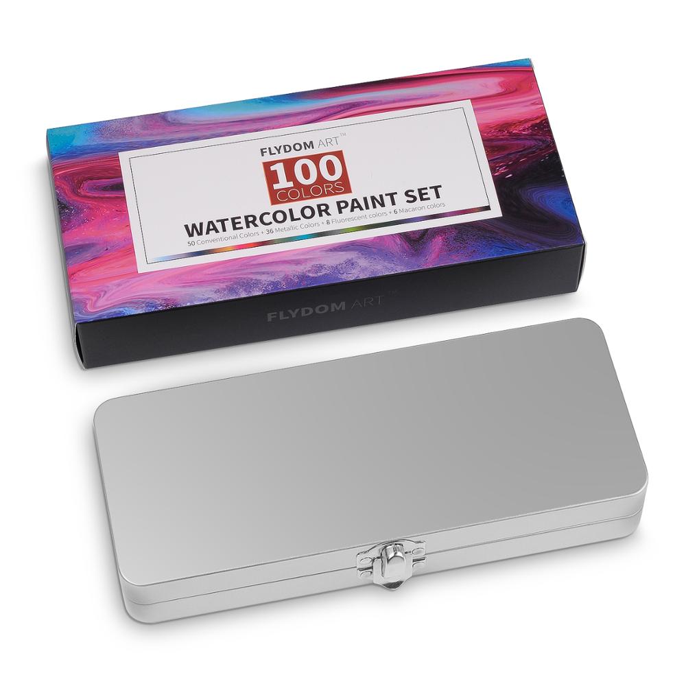 Solid Watercolor Paint Set Contains Macaron Glitter