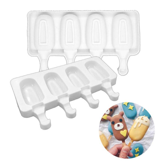 4 Cell Big Size Silicone Ice Cream Mold Popsicle Molds