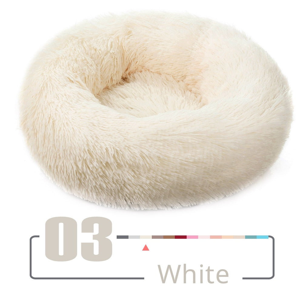 Warm Round Cat Bed Cushion House Long Plush Washable Bed