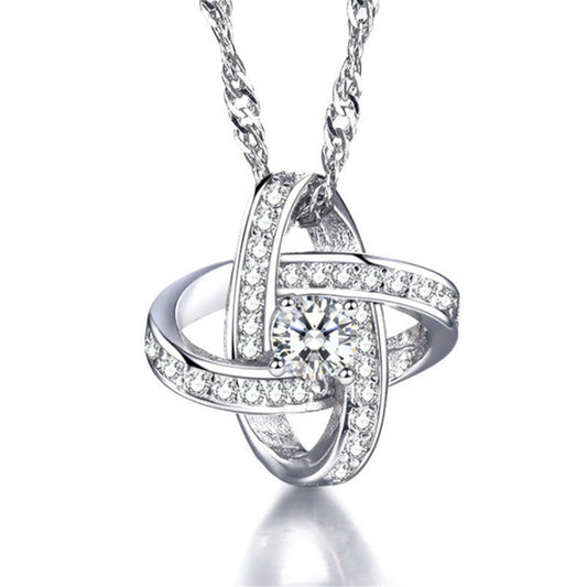 Love Knot Sterling Silver Necklace Eternal Love Heart