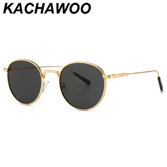 Men's round sunglasses retro metal gold black brown classic sun glasses