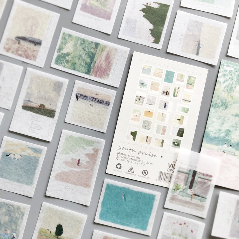 Landscape Scrapbooking Stickers Aesthetic Paper Flakes