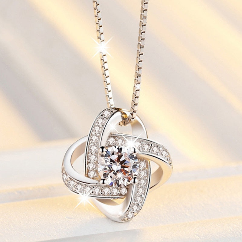 Love Knot Sterling Silver Necklace Eternal Love Heart