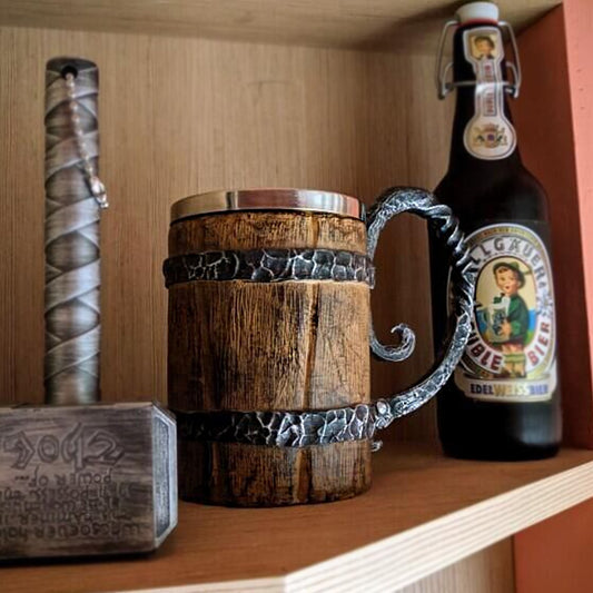 Viking wood style Beer mug