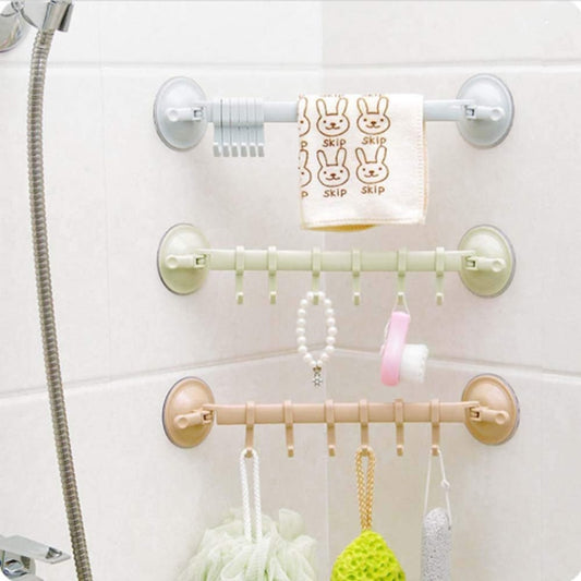 Adjustable Hook Rack Double Suction Cup Towel Rack