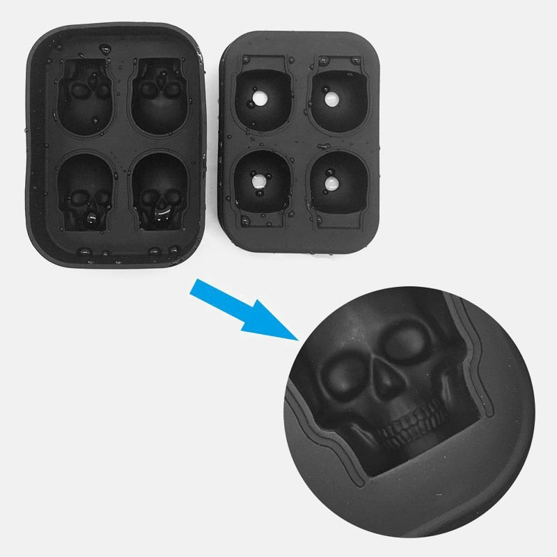 3D Skull Silicone Mold Ice Cube Maker Chocolate Mould Tray