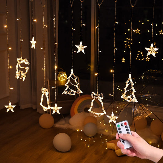 LED Deer Bells Curtain Light EU US Christmas Garland