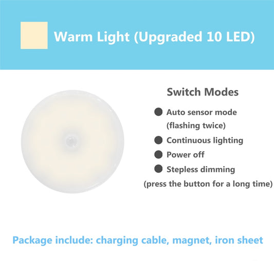 PIR Motion Sensor LED Night Light USB Dimmable Night Lamp