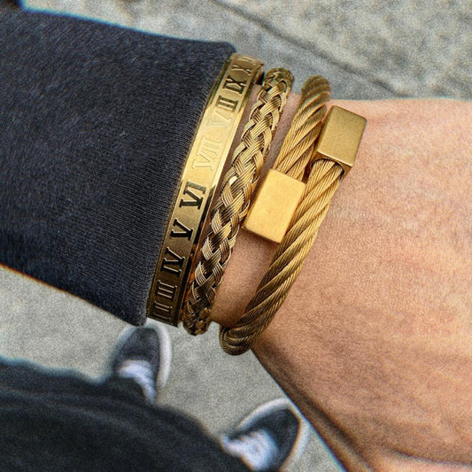 Luxury 3pieces Set Stainless Steel Bracelet