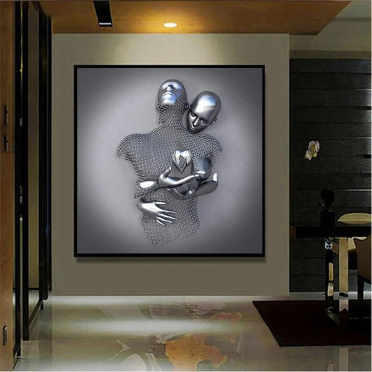 Metal Figure Statue Art Canvas Painting Romantic Abstract