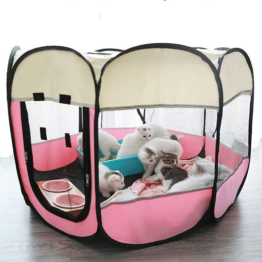 Portable Folding Pet Tent Dog House Octagonal Cage