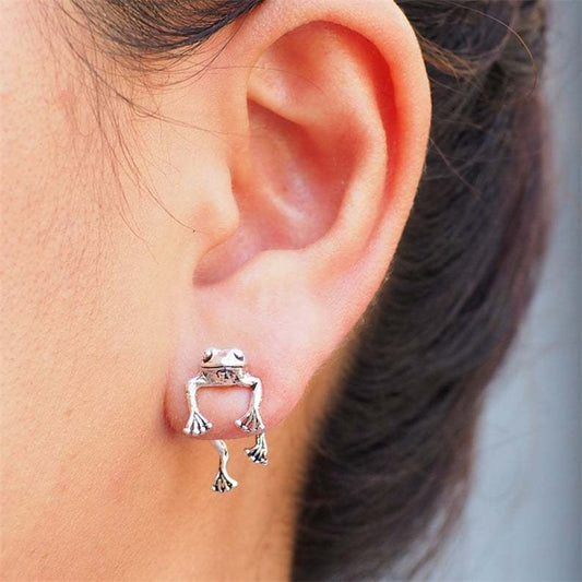 Cute Frog Earrings For Women Girls Animal Gothic Stud Earrings