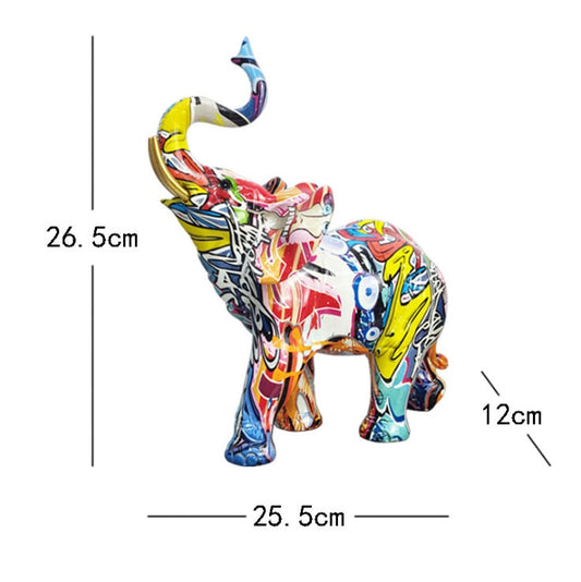 Nordic Painting Graffiti Elephant Sculpture Figurine Art