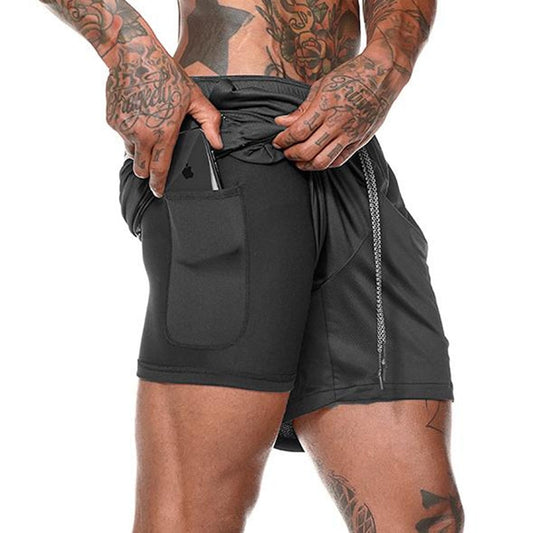 Men 2 in 1 Running Shorts Jogging Dry Beach Short