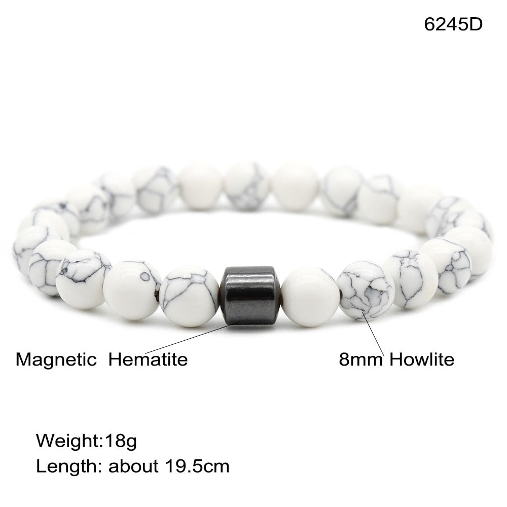 Natural Stone Beaded Bracelet Men Classic Lava Beads