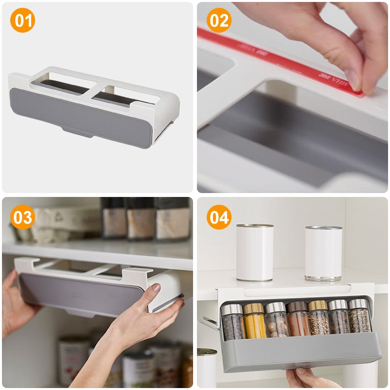 Multi-use Self-adhesive Spice Organizer Rack Seasoning
