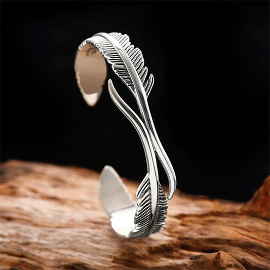 Original Leaf Feather Adjustable Couple Bangle