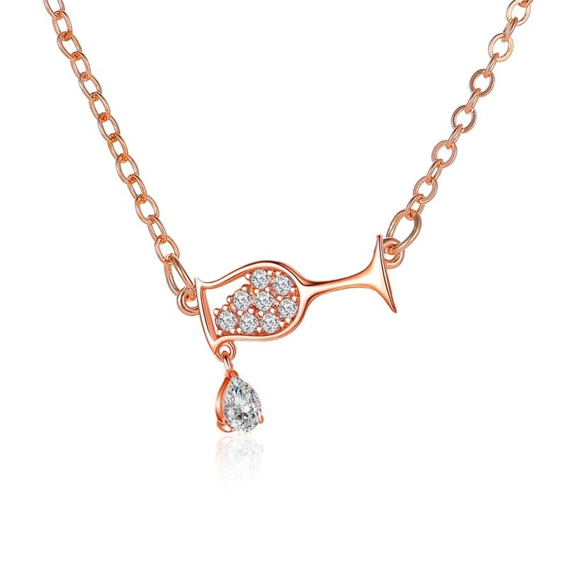 Fashion 3 Colors Rose Gold Wine and Cup Necklace