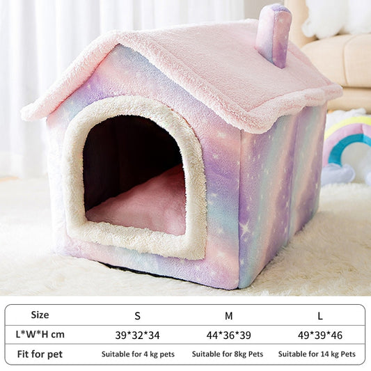 Dog House Kennel Soft Pet Bed Tent