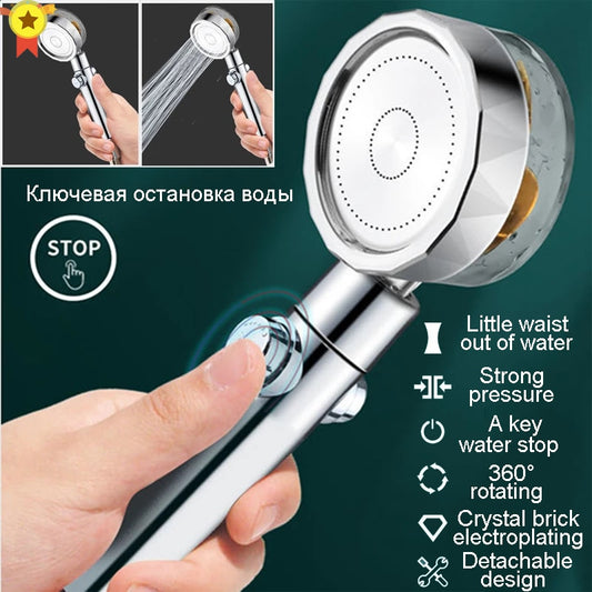 Shower Head Water Saving Flow 360 Degrees Rotating