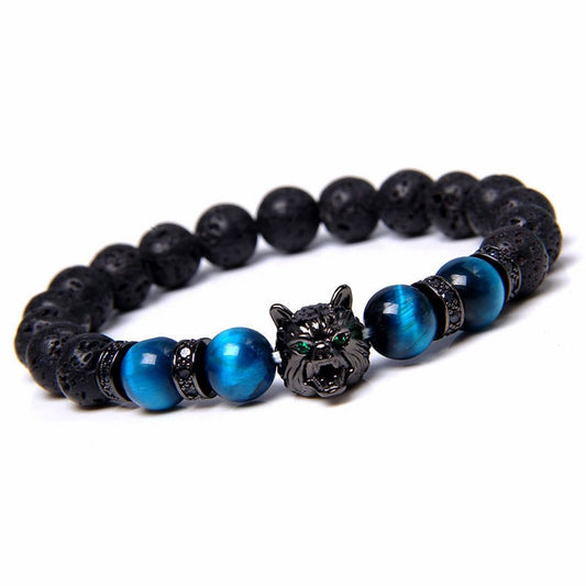 8mm Natural Stone Beads Wolf Bracelet Beaded Braclets