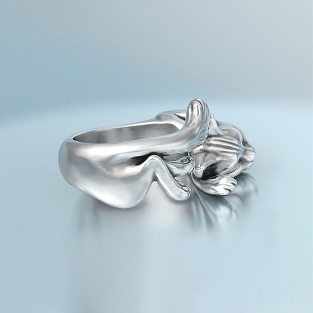 Huitan Cute Fortune Cat Shape Women Opening Rings