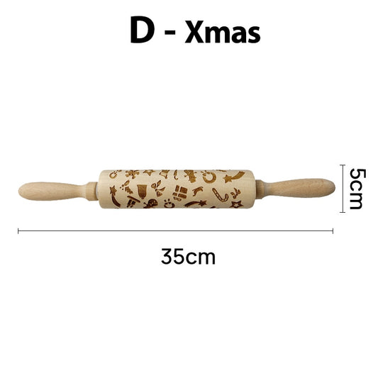 Christmas Rolling Pins Rock Snowflake Elk Wooden Rolling