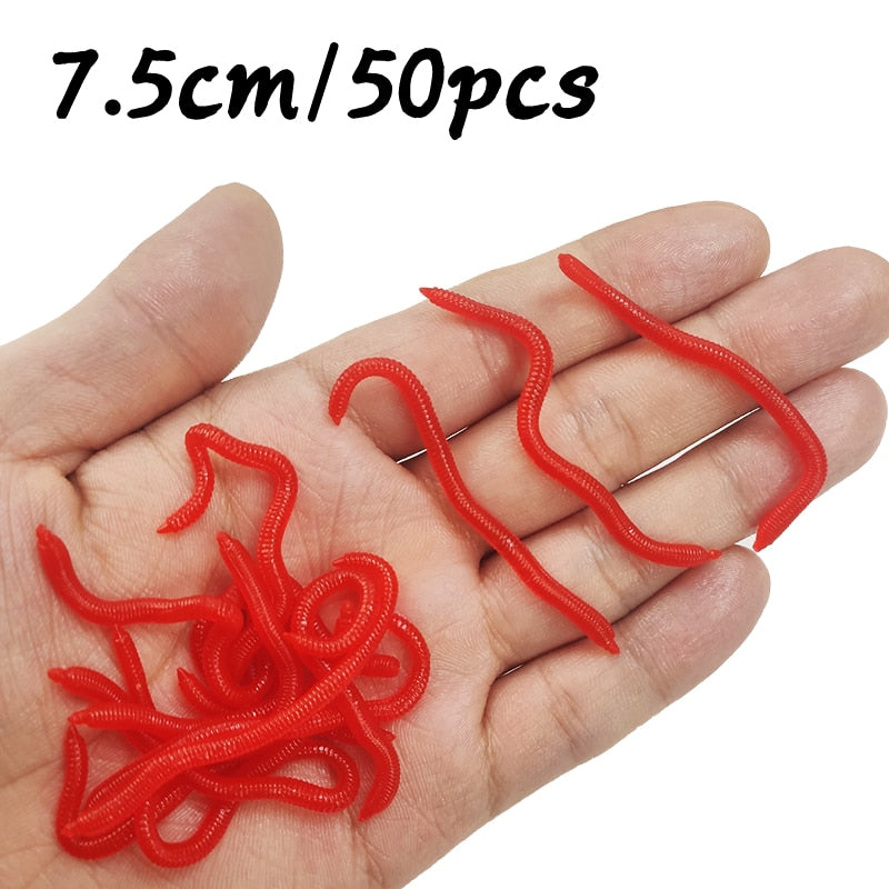 20 pieces to 100 pieces Lifelike Red Worm Soft Lure Earthworm